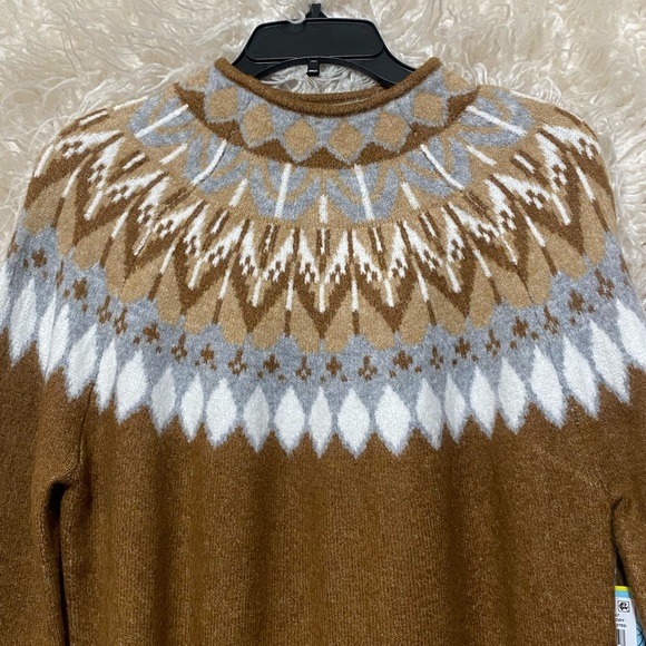 ❄️ NWT ❄️ Cece Fair Isle Funnel Neck Sweater, Size XS, Toasted Beige - Picture 4 of 5